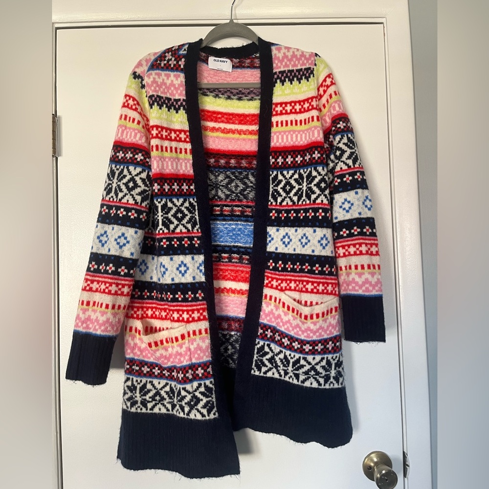 Cozy plush yarn cardigan long with pockets